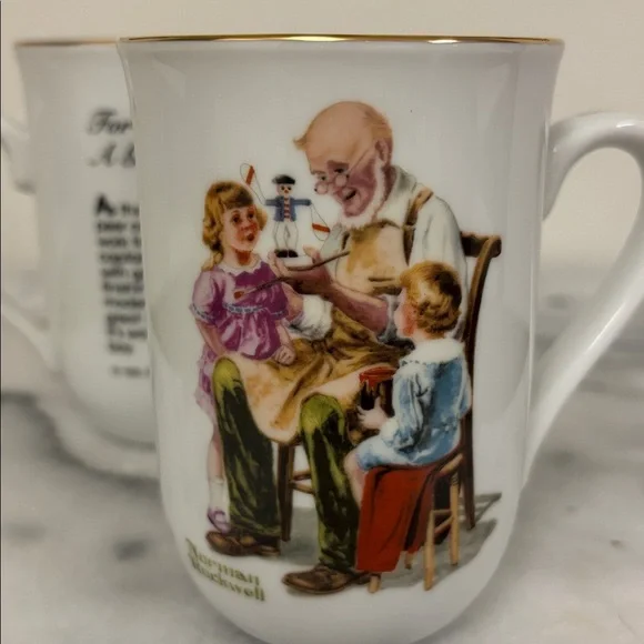 Norman Rockwell Illustrated Mugs with White and Multicolor Design - Picture 4 of 7